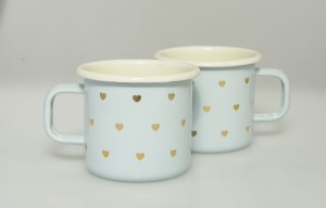 kubek emaliowany 8 cm SERCE pastel 